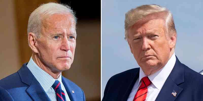 Biden looking mean to the left of Trump trying to look smooth