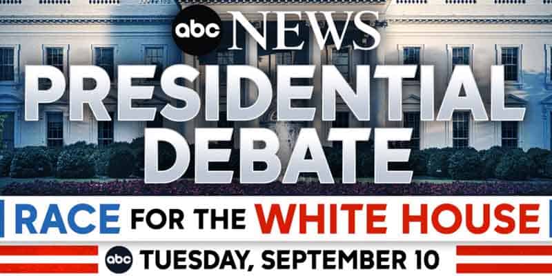 a promo for ABC's debate between Donald Trump and Kamala Harris on September 10th