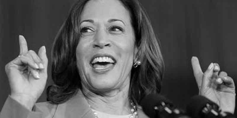 Kamala Harris pointing up